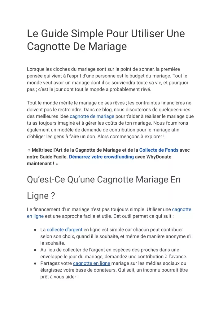 le guide simple pour utiliser une cagnotte