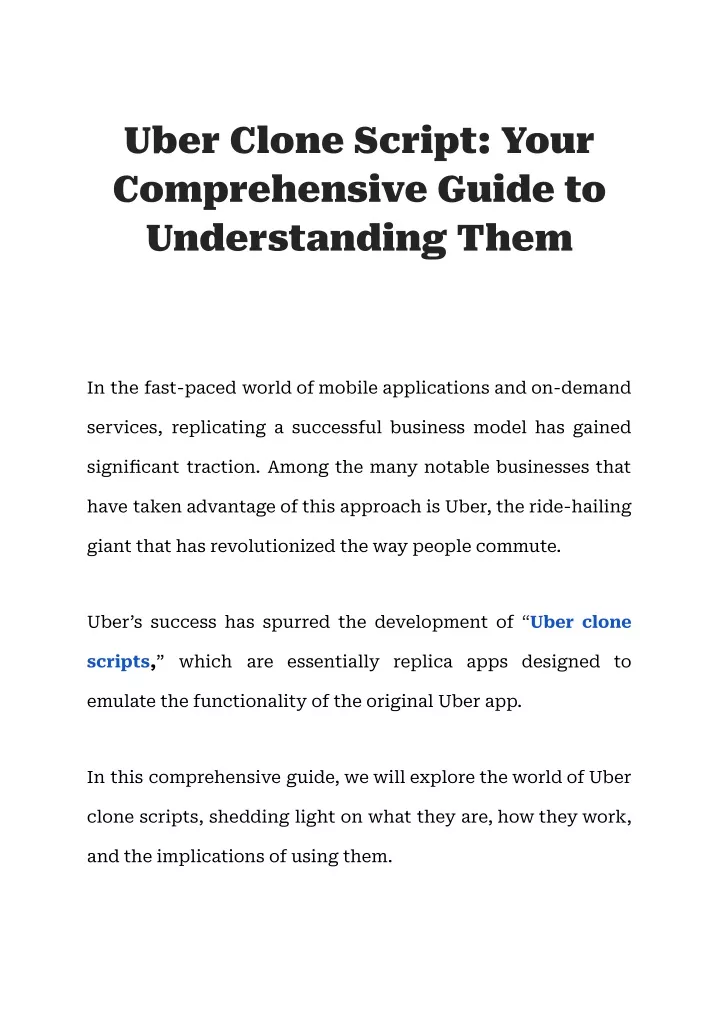 uber clone script your comprehensive guide