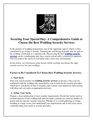 Securing Your Special Day: A Comprehensive Guide to Choose the Best Wedding Secu