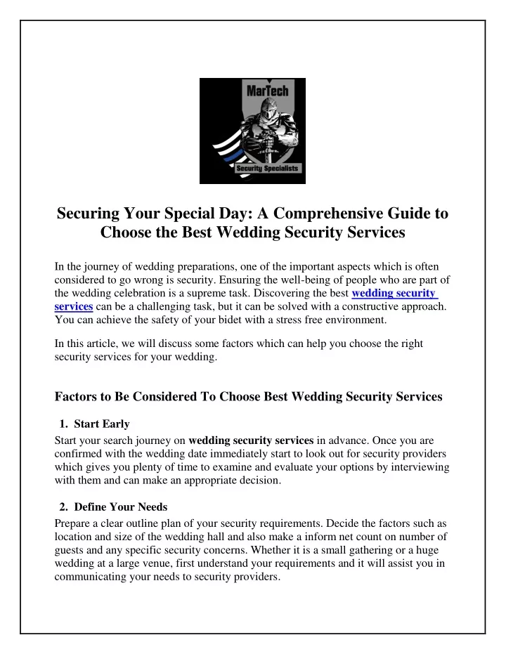 securing your special day a comprehensive guide