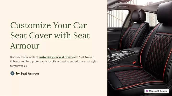 customize your car seat cover with seat armour