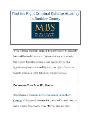 Find the Right Criminal Defense Attorney in Boulder County