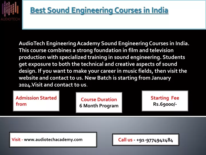 best sound engineering courses in india