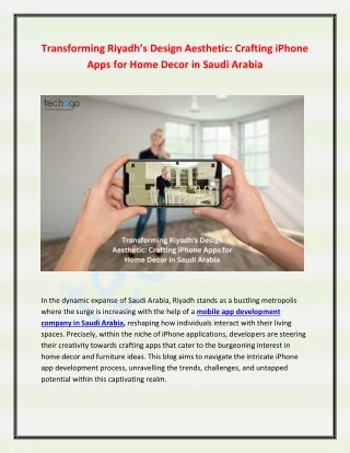 Transforming Riyadh’s Design Aesthetic Crafting iPhone Apps for Home Decor in Saudi Arabia