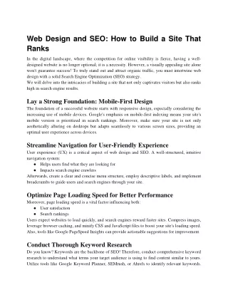 web design and seo how to build a site that ranks