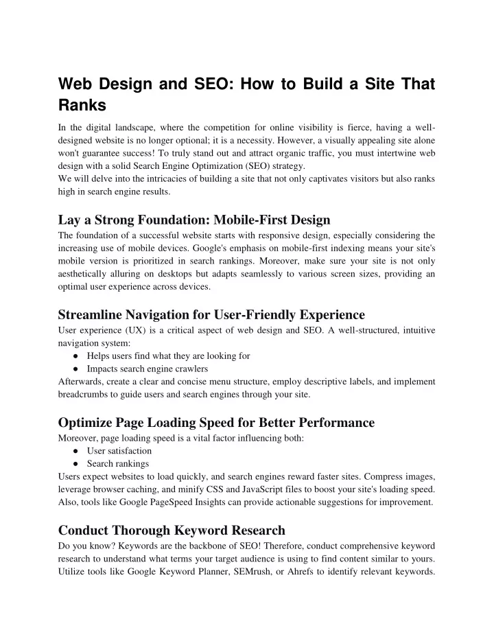 web design and seo how to build a site that ranks