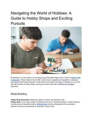 navigating the world of hobbies a guide to hobby