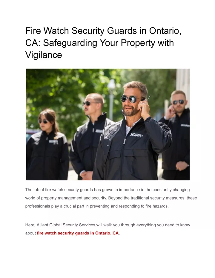 fire watch security guards in ontario