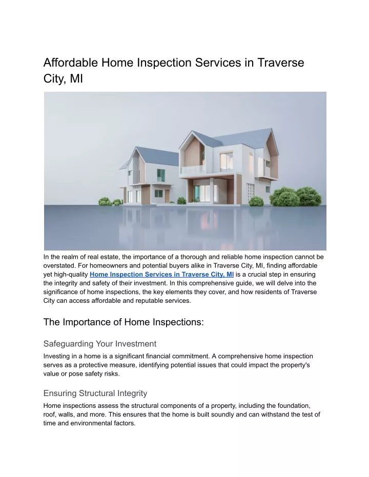 affordable home inspection services in traverse