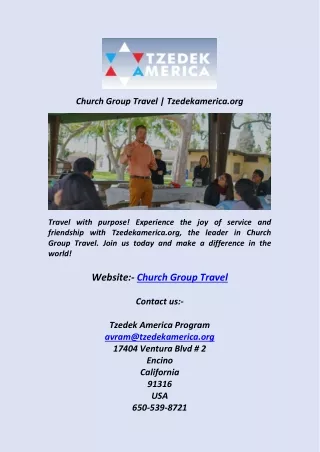 Church Group Travel  Tzedekamerica org