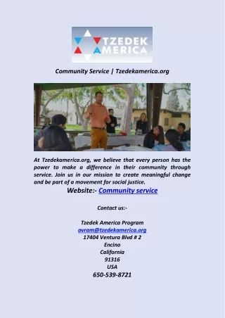 Community Service  Tzedekamerica org