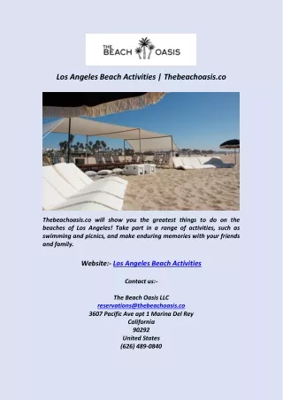 Los Angeles Beach Activities  Thebeachoasisco