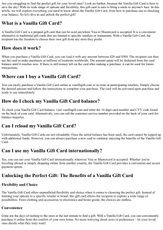 Unlock the Perfect Gift: The Vanilla Gift Card