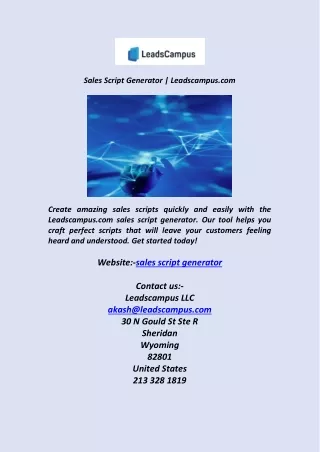 sales script generator leadscampus com