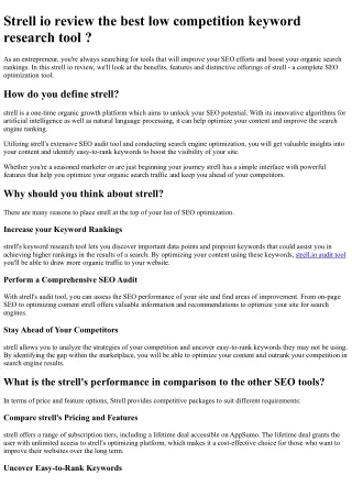 strell io review the best low competition keyword