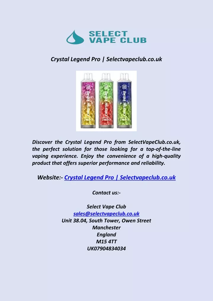 crystal legend pro selectvapeclub co uk