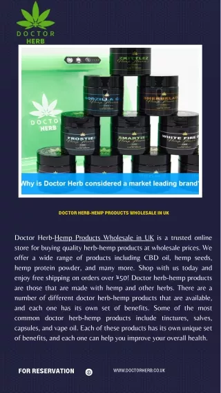Doctor Herb-Hemp Products Wholesale in UK