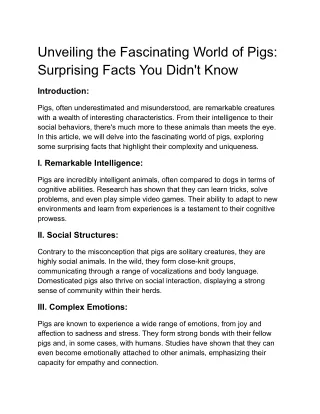 Unveiling the Fascinating World of Pigs_ Surprising Facts You Didn't Know
