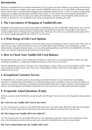 VanillaGift.com: Your One-Stop Destination for All Things Gift Cards