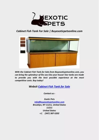 Cabinet Fish Tank For Sale  Buyexoticpetsonline com