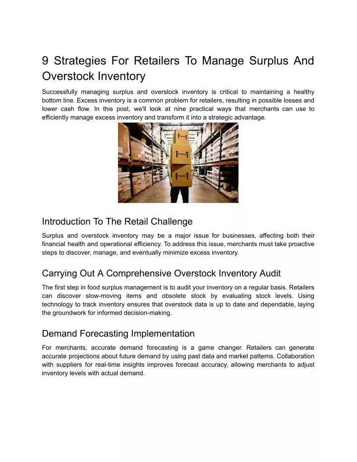 9 strategies for retailers to manage surplus