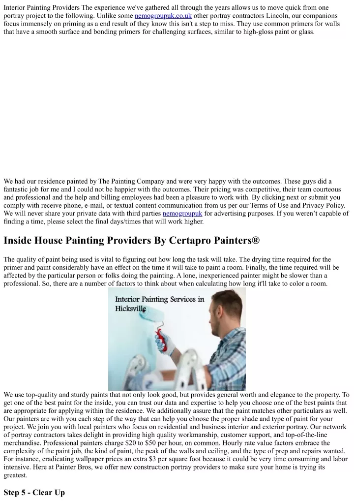 interior painting providers the experience