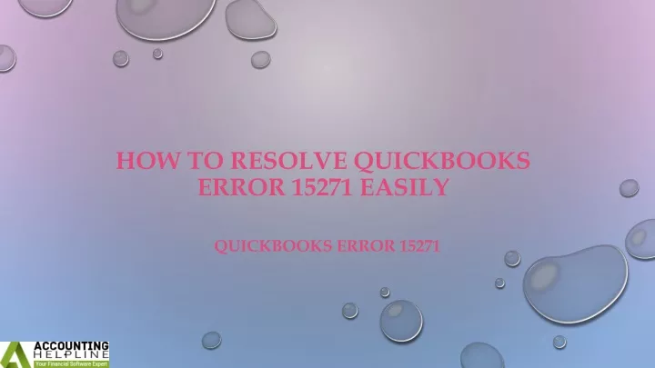 how to resolve quickbooks error 15271 easily