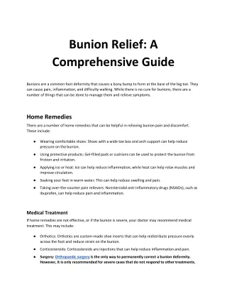 Bunion Relief: A Comprehensive Guide