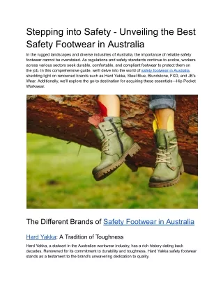 Stepping into Safety - Unveiling the Best Safety Footwear in Australia