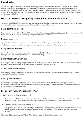 Secrets to Success: Navigating WalmartGift.com Check Balance
