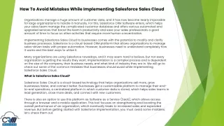 How To Avoid Mistakes While Implementing Salesforce Sales Cloud