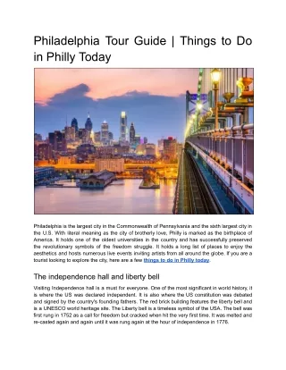 Stay Updated with the Things to Do in Philly Today