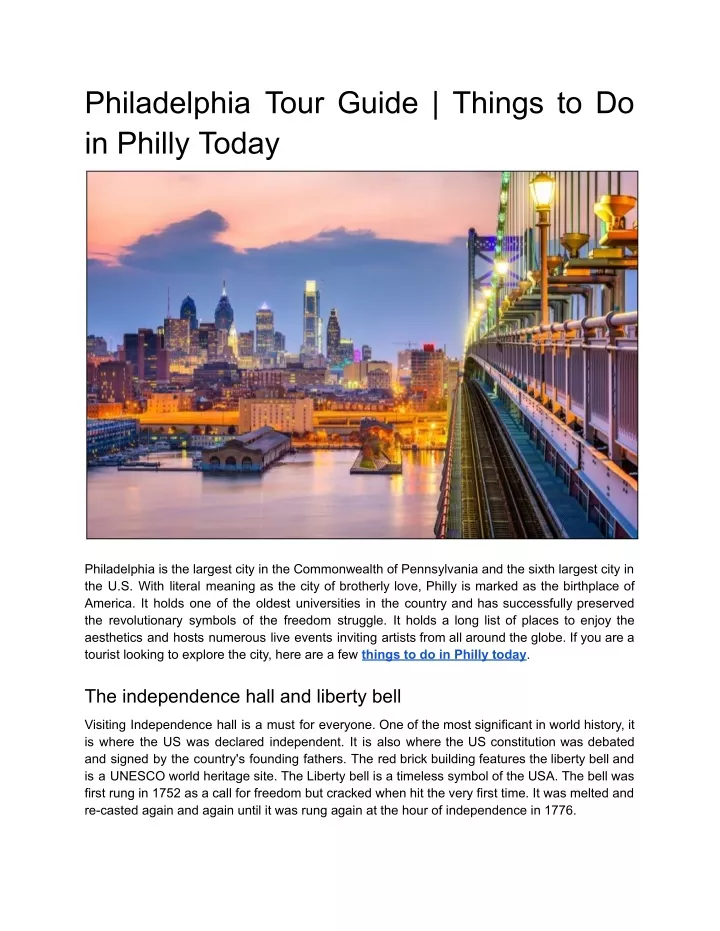 philadelphia tour guide things to do in philly