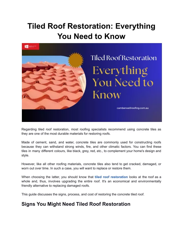 tiled roof restoration everything you need to know