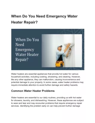When Do You Need Emergency Water Heater Repair_