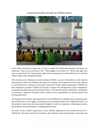empowering students through the atman initiative