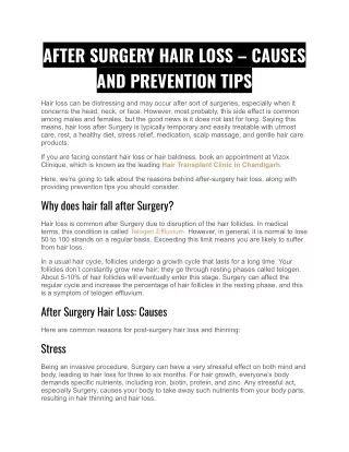 AFTER SURGERY HAIR LOSS – CAUSES AND PREVENTION TIPS
