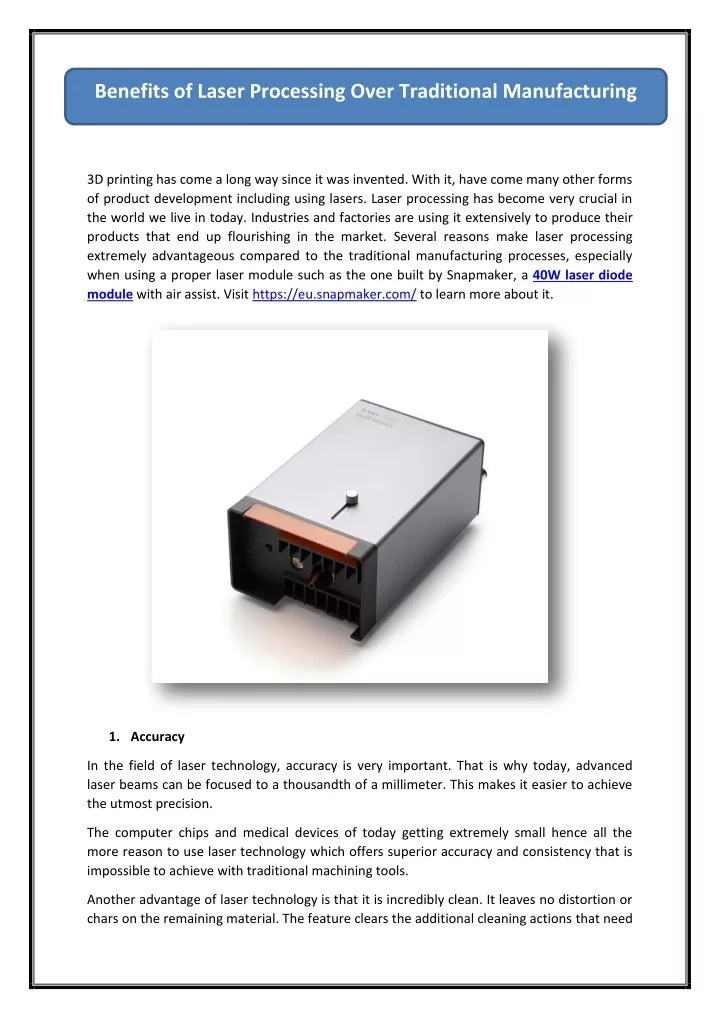 benefits of laser processing over traditional