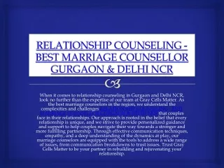 RELATIONSHIP COUNSELING - BEST MARRIAGE COUNSELLOR GURGAON &