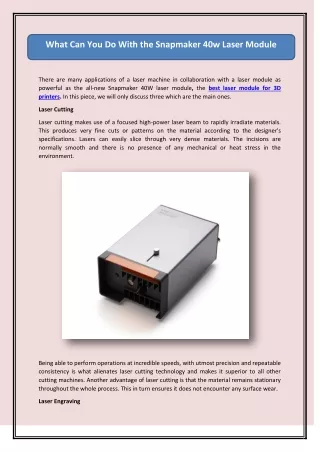 what can you do with the snapmaker 40w laser