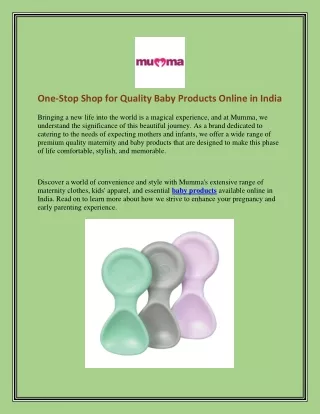 One-Stop Shop for Quality Baby Products Online in India