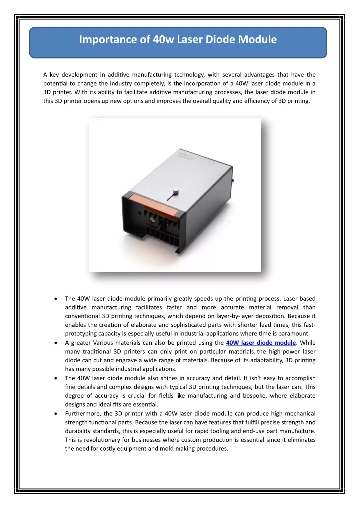 importance of 40w laser diode module
