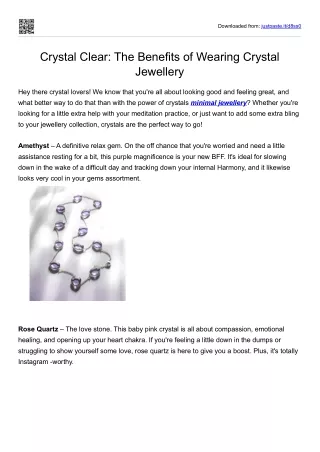 Crystal Clear: The Benefits of Wearing Crystal Jewellery