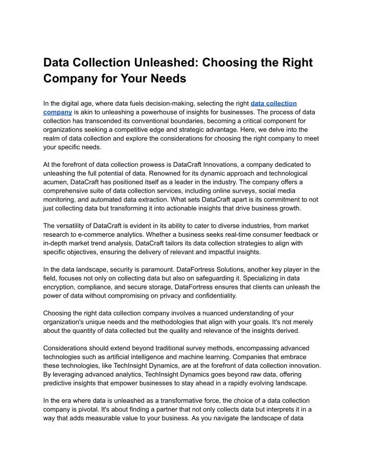 data collection unleashed choosing the right