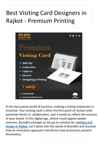 Printing for Visiting Card in Rajkot - Quality & Precision