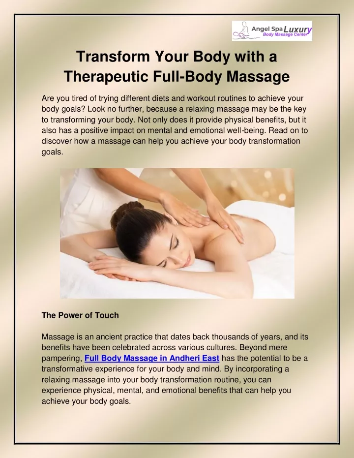 transform your body with a therapeutic full body