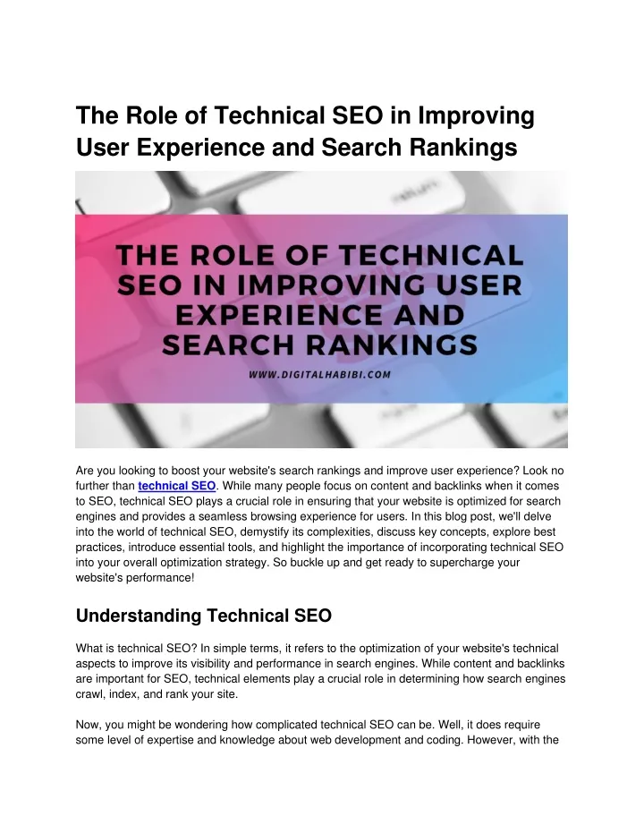 the role of technical seo in improving user