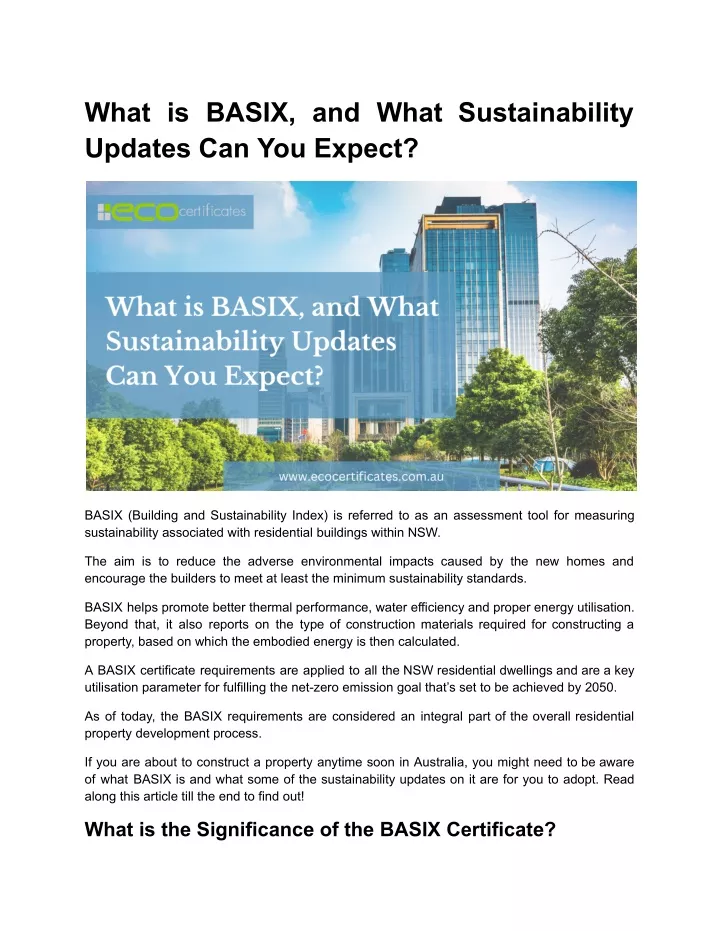 what is basix and what sustainability updates