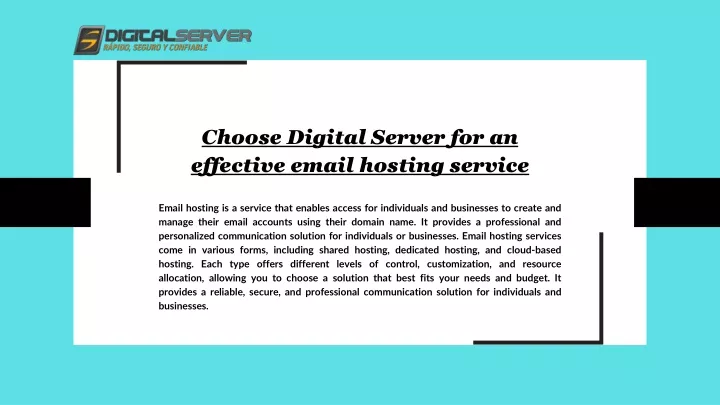 choose digital server for an effective email