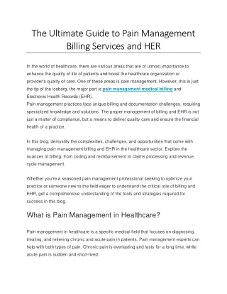 The Ultimate Guide to Pain Management Billing Services and HER